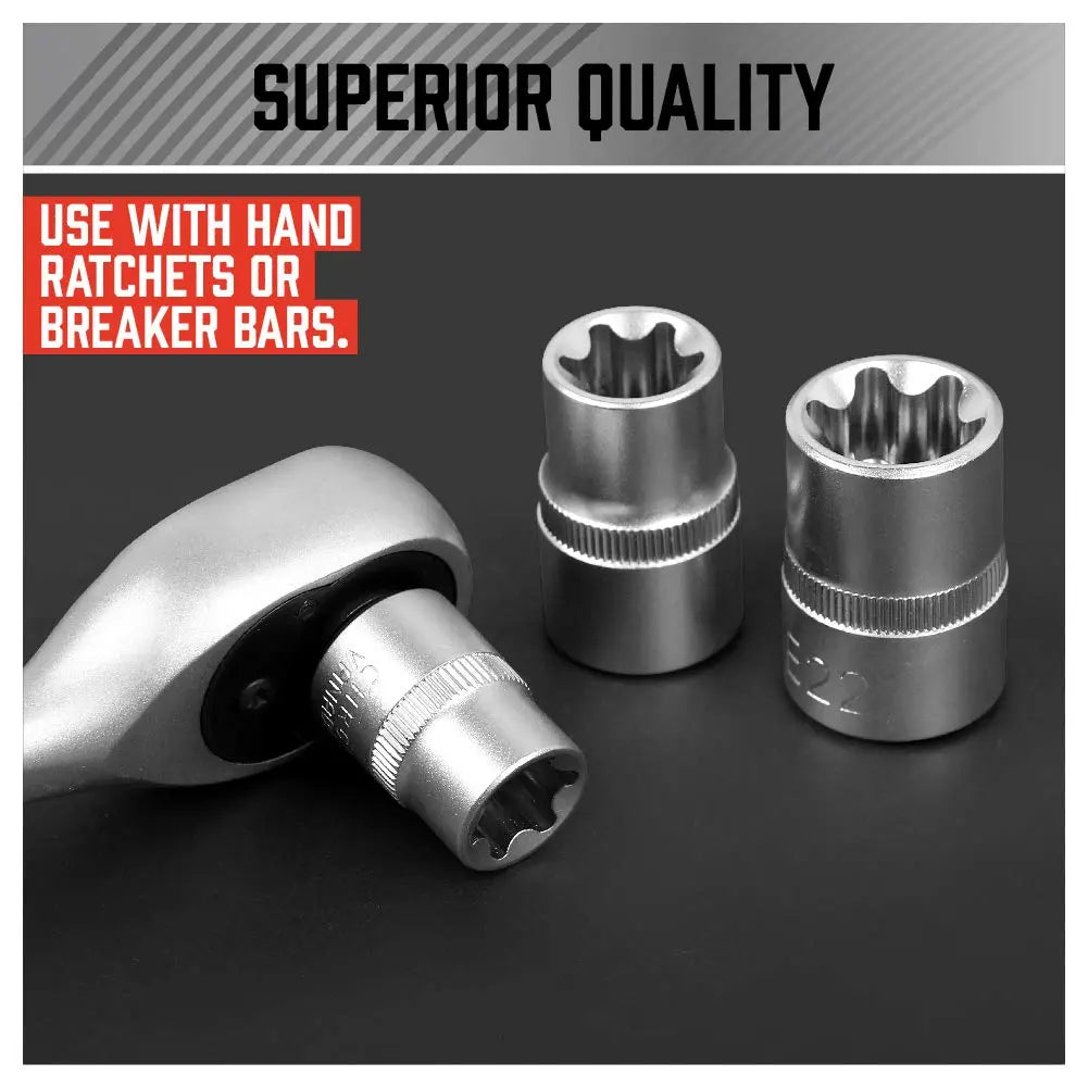 14-Piece E-Torx Socket Set - Premium Female Torx Sockets E4-E24, External Star Socket Tool Kit