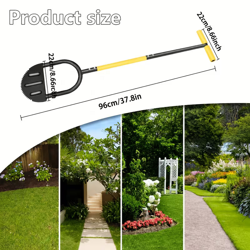 Manual Lawn Edging Shovel – Serrated Blade, Step-On Design for Clean Edges