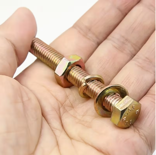 907pcs of 8.8 Grade Metric Bolt Kit, M4 M5 M6 M8 Heavy-Duty Hexagonal Bolt And Nut Washer Kit, Plated Yellow, Length 12-30Mm