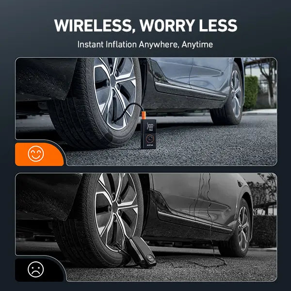 Portable Tire Inflator Air Compressor - Digital Dual Display, 150 PSI, LED Light for Cars, Motorcycles, Bikes and Balls