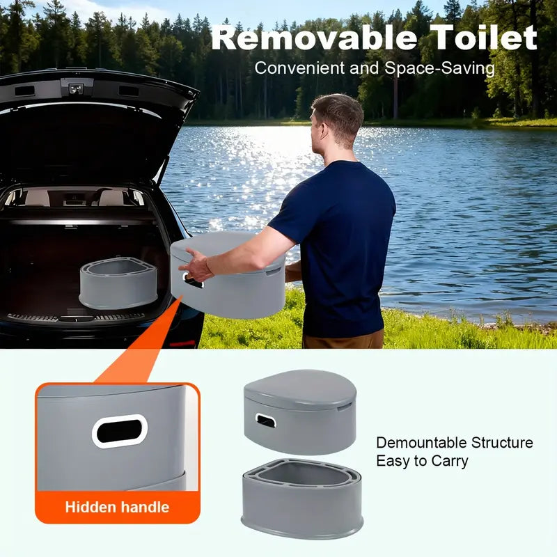 Extra Large Portable Toilet for Adults - Detachable Inner Bucket, Removable Paper Holder, Lightweight and Compact for Camping, Boat, Van and Emergency Use