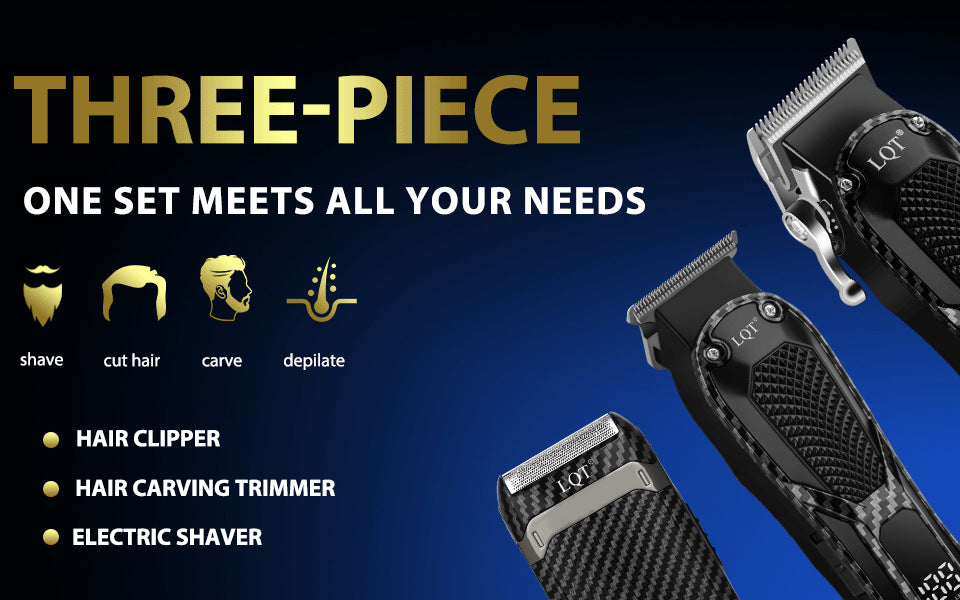 LQT 3pcs Men's Professional Hair Clipper & Beauty Set, LCD Display, Cordless USB Charging, Holiday Gift Box for Families & Barber Shops
