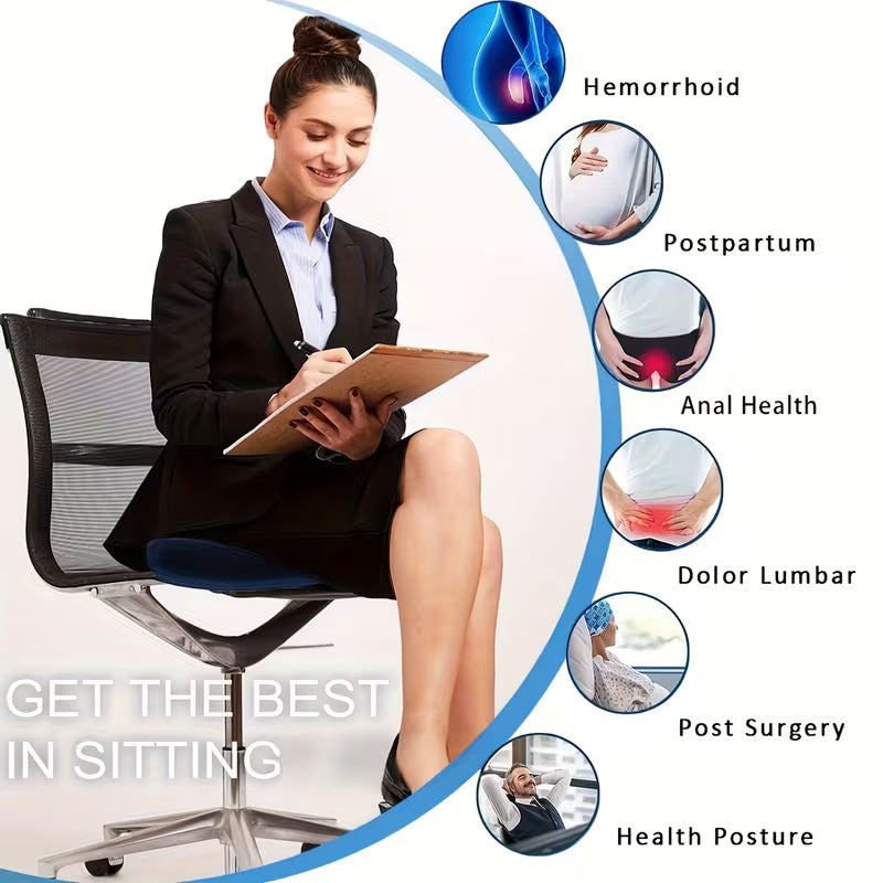 Memory Foam Donut Pillow – Coccyx Seat Cushion for Hemorrhoid, Pregnancy & Tailbone Relief