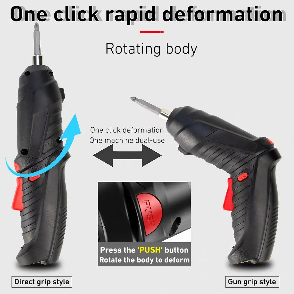 47-Piece Cordless Electric Screwdriver Drill Set - 3.6V High-Power Hand Tool with Speed Control