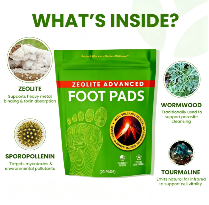 2-Pack Zeolite Detox Foot Patches with Ginger and Wormwood - 40 Patches (20 Pairs) Deep Cleansing for Sleep Support
