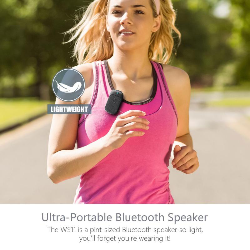Wearable Bluetooth Speaker with IPX5 Waterproof, Magnetic Clip-on Outdoor Portable Bluetooth Speakers, Built-in Mic for Hands-Free Music and Calls