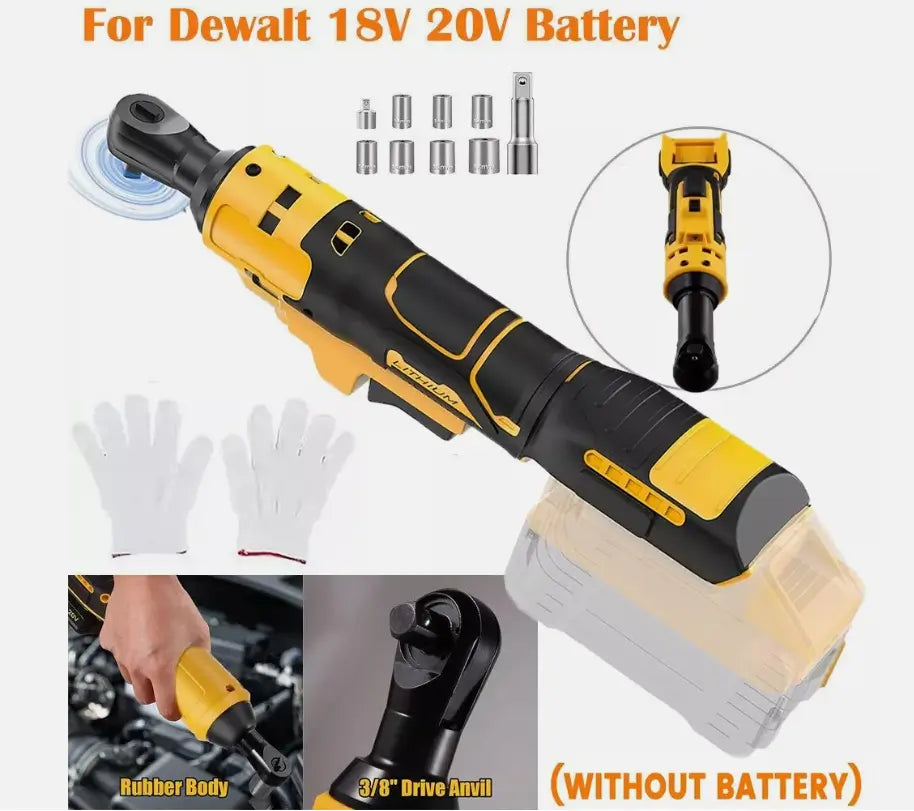 Smart Brushless Ratchet 3/8" - Variable Speed & LED Light for Dewalt 20V Users | Compact Design
