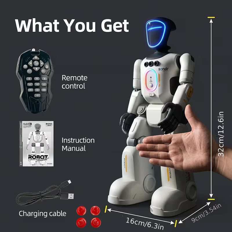 AI Smart Remote Control Humanoid Robot – Pose Control Joints, Gesture Sensor, Voice Recording, Interactive Dancing & Coding Toy for Kids