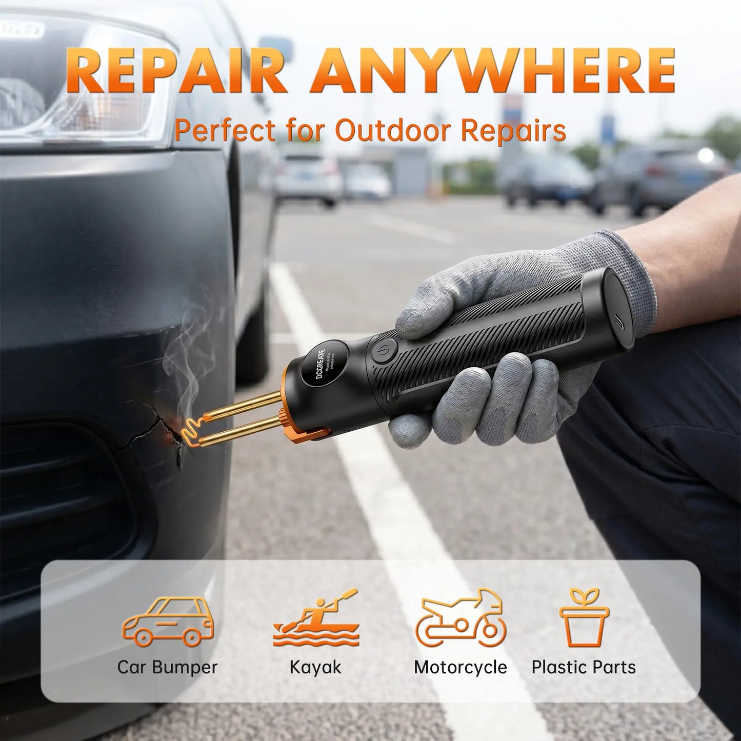 Handheld Plastic Welder Kit, Cordless Rechargeable Hot Stapler Plastic Welding Repair Tool with 4000mAh Battery, LED Light for Car Bumper, Dashboard image 3