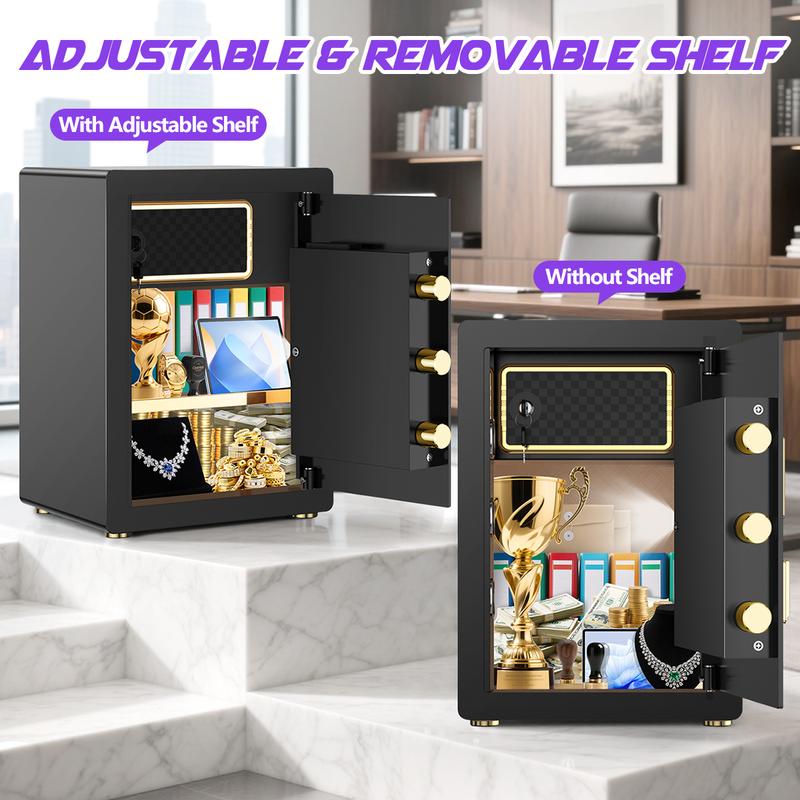 Large Safe Box, Digital Board, With Fireproof Document Bag & Alarm System for Home or Office Security, for Cash Jewerly Lock Adjustable Shelf