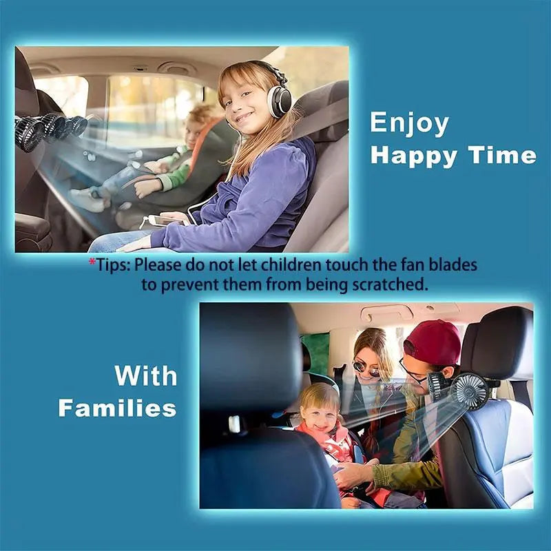 Adjustable Car Backseat Fan, Dual-Head Electric Fan, Strong Wind USB Car Fan with 360-Degree Rotation and Large Air Volume for Rear Seats, Summer Essential #GLOBAL PICKS image 6