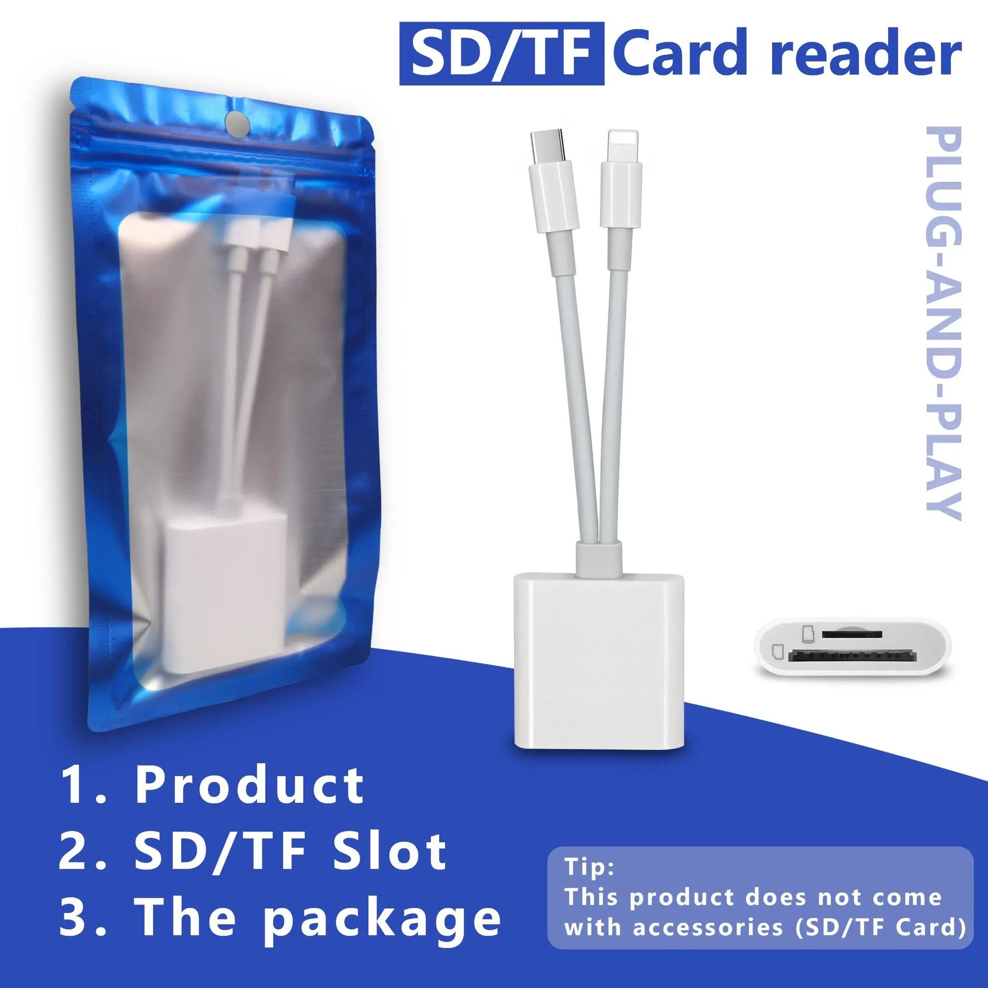 2 In 1 SD Card Reader, 1 Count Portable Type-C Card Reader, Dual Slots Memory Card Reader for Game, Computer Memory Card Readers, Plug & Play Reader, SD Card Reader USB C, Media Card Reader, Suitable for SD/TF/Micro SD #GLOBAL PICKS image 4