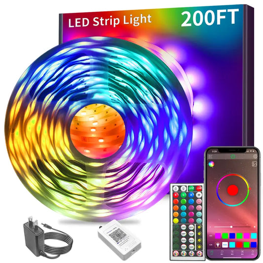 100FT Led Strip Lights RGB Music Sync for Bedroom ,Bluetooth Led Lights with Smart App and Remote Control Indoor Lighting, more choice 100ft for room party decor