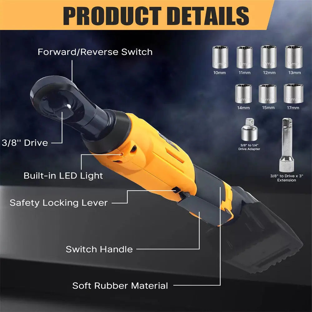 Smart Brushless Ratchet 3/8" - Variable Speed & LED Light for Dewalt 20V Users | Compact Design image 8