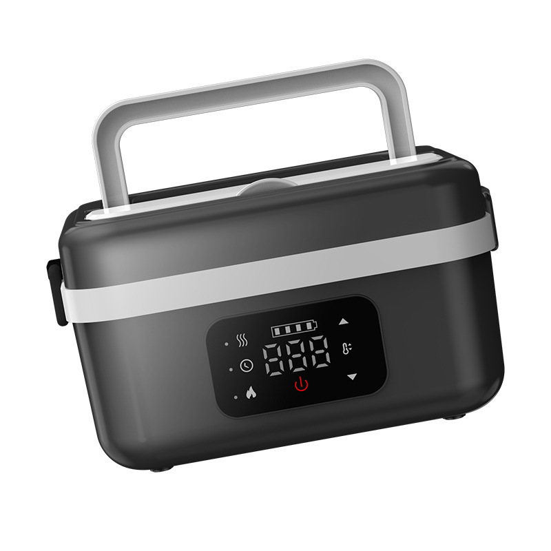 Portable Digital Display Heated Lunch Box, 8000mAh Rechargeable Insulated Bento Box, Stainless Steel Inner Pot with Heat Insulation Layer, Water-Free Wireless Heating, Works as Phone Power Bank, Heated Food Container for Office, School, Car & Camping