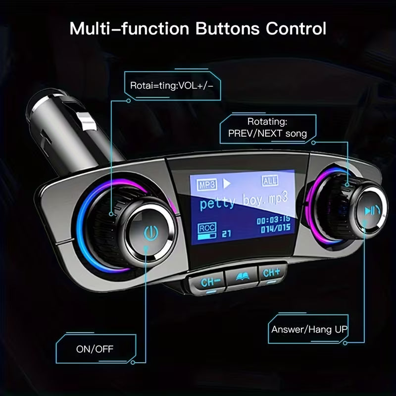 Multifunctional Car Bluetooth FM Transmitter, Bluetooth AUX Audio Receiver, Supports TF Card & U Disk MP3 Playback, Hands-Free Calling, Mobile Phone Charger, Practical Auto & Mobile Accessory, Ideal Gift