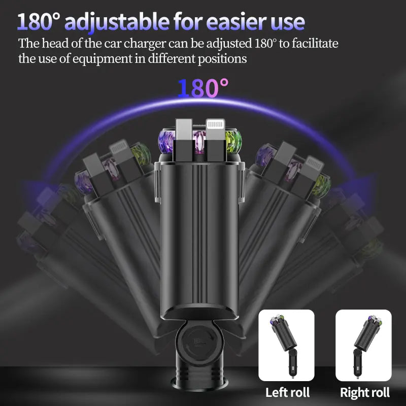Starlight Retractable Car Charger with Aromatherapy, 5 in 1 Fast Charging 45W Car Phone Charger Adapter, USB C Car Accessories Compatible with iPhone 16/15/14/13/12/11 and Android image 6