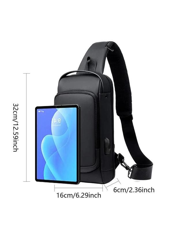 Letter Pattern Zipper Pu Sling Bag with Password Lock for Summer 2024, Waterproof Travel Business Chest Bag, Male Simple All-match Crossbody Bag As Gift, Designer Inspired Bags, 80s Luxury Aesthetic Crossbody Bags Valentine's Day, Gift for Him, Work Bag