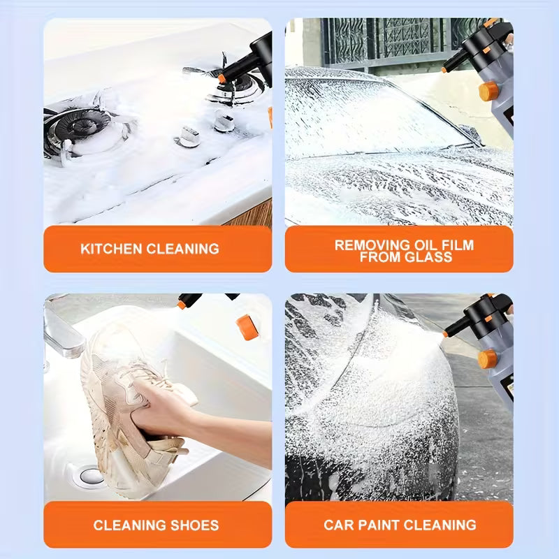 Electric Car Washing Foam Sprayer, Handheld High Pressure Spray Gun, 2L Large Capacity, 70° Wide Angle Nozzle, Long Lasting Battery, Multifunctional Foam Sprayer for Auto Detailing, Household Cleaning & Garden Watering