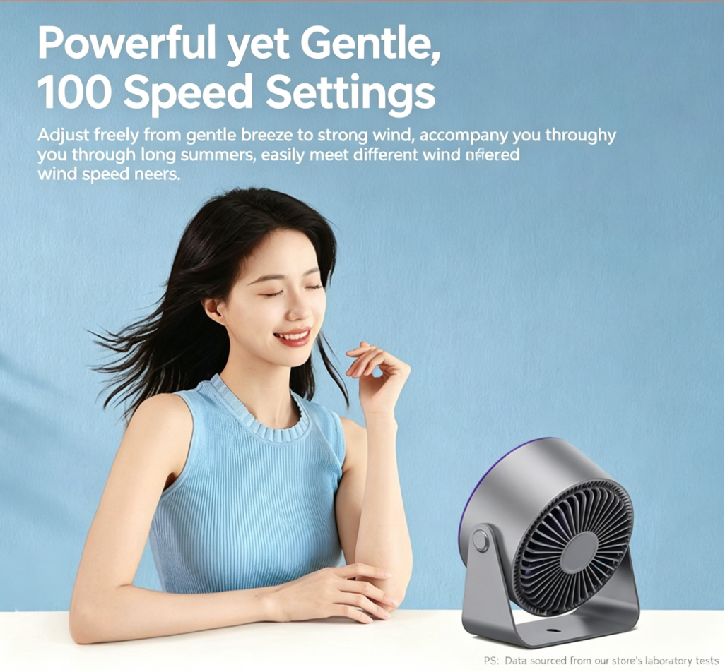 2-Pack Rechargeable Portable Clip on Fan-100-Speed Touch Control, LED Display, 360° Rotate Quiet Turbo Desk Fan, Small Battery Operated USB Fan for Stroller Bed Travel Camping Golf Gym
