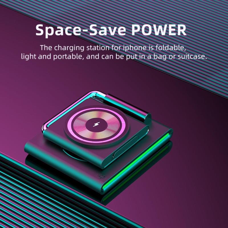 3-In-1 Foldable Magnetic Wireless Charger, Portable Magnetic Wireless Charger, Multifunctional Charging Station For Phone, Earphone & Watch