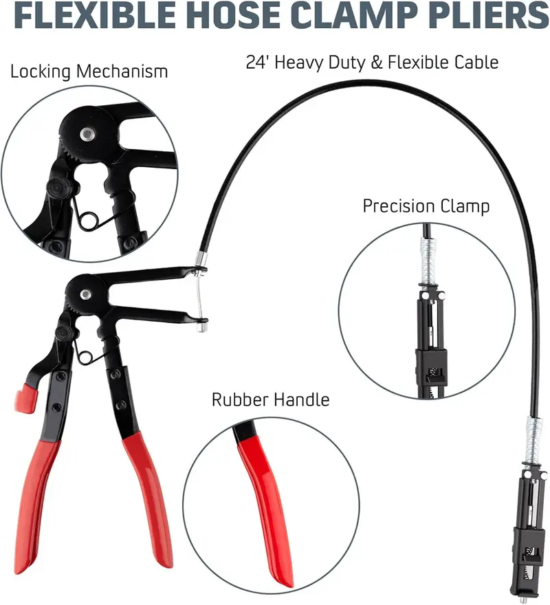 9PCS Hose Clamp Pliers,Automotive Pliers Kit,Long Reach Hose Clamp Tool Remover for Water Hose and Automotive Coolant Radiator Heater with Flexible Wire Long Reach Hose Clamp and Flat Band Pliers#summerfinds