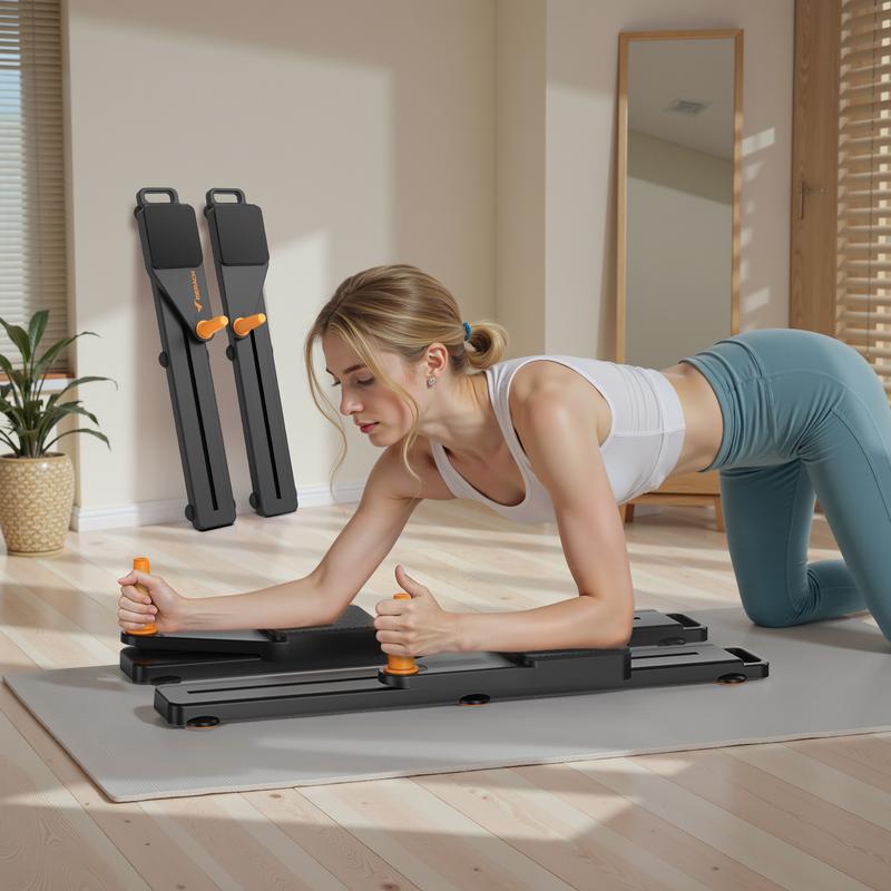 Multi-functional Adjustable Ab Exercise Board, Split Ab Slide Roller Board, Home Pilates Reformer with Knee Mat for Home Gym Core & Ab Strength Training, Abdominal Crunch Machine, dealsforyoudays