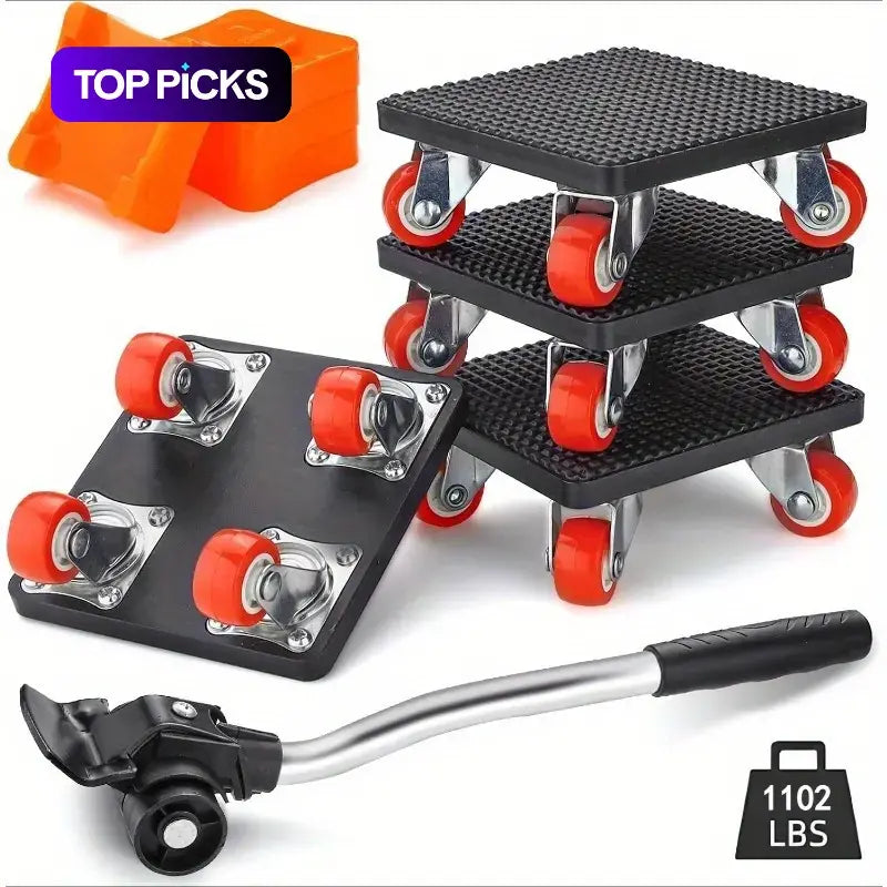 Furniture Lifter and Mover Tool Set, 360° Rotating Moving Rollers Heavy Duty Casters, Furniture Moving Wheel for Beds, Sofas, Desks and Other Heavy Furniture