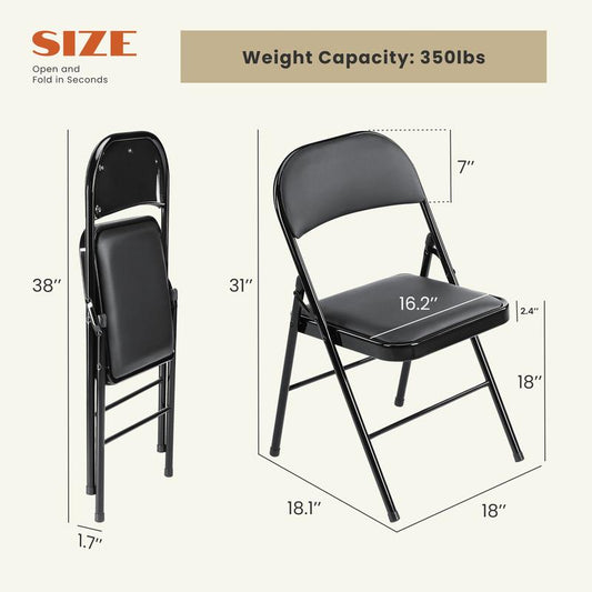 Folding versatile seating with Leather Padding - Sturdy Metal Frame, Foldable and Easy to Store for Indoor and Outdoor Use at Office