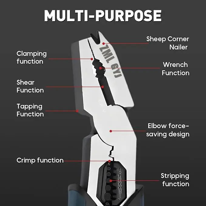 【DealsForYouDays】 6-in-1 Multi-Function CR-V Steel Wire Stripper Pliers, Diagonal Cutters with Adjustable Cutting Depth and Sharp Blades for Nails and Electrical Cables, Hardware Wirecutters, Construction Tool, Hand Tools Wire Stripping Machine Wirepliers image 4