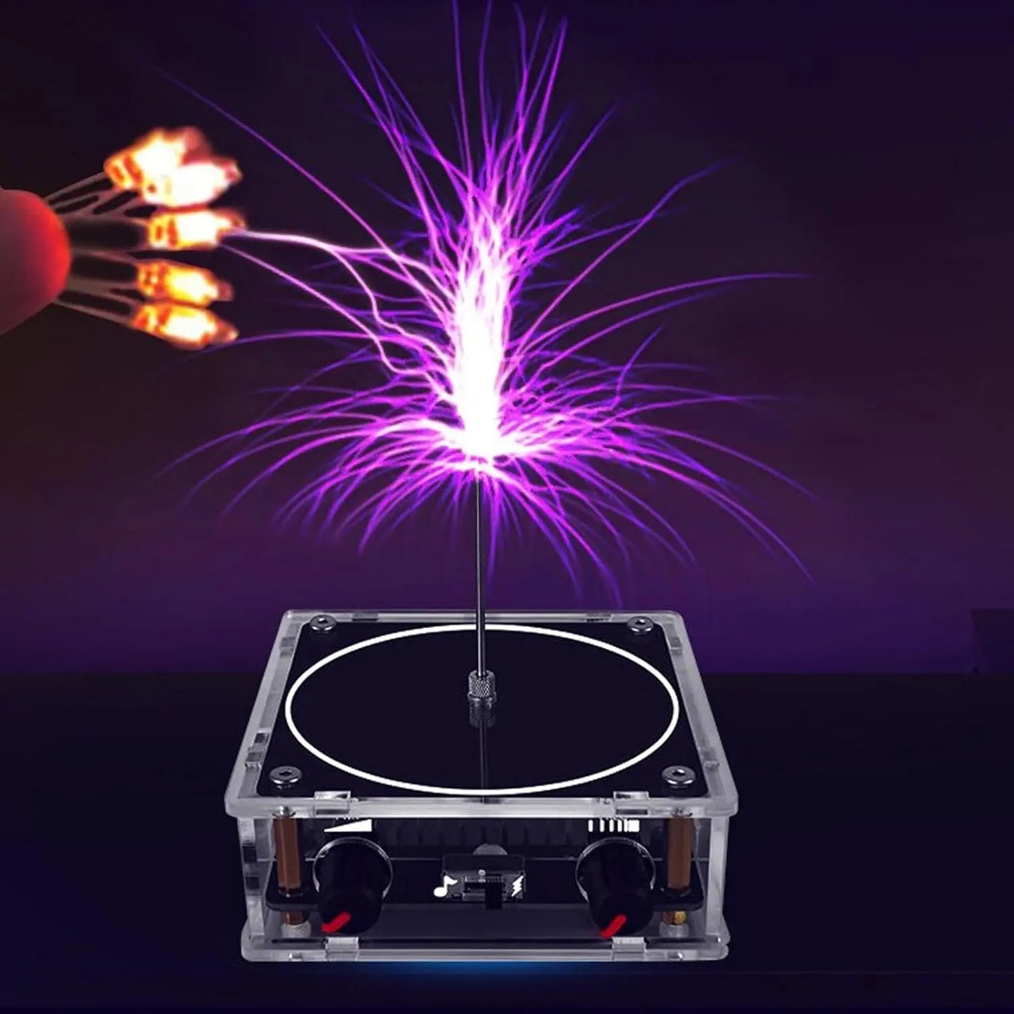 Multifunction Cool Gadgets Musical Tesla Coil Science Experiment Kit - Bluetooth-Enabled Touchable Spark Arc Generator, Compact Interactive Music Boxes with Reinforced Rings, Wireless Teaching Aid for Experimental Education