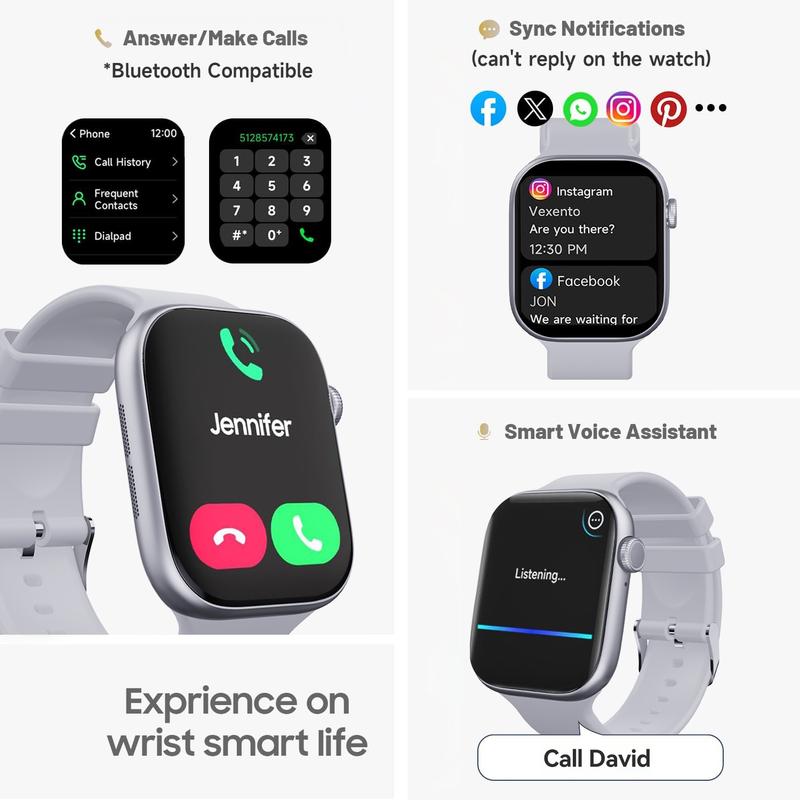 New 2.04" Fashion Touch Screen Smart Watch, Multifunctional Men Women's Smartwatch with Call Function, Fall Activity Tracker