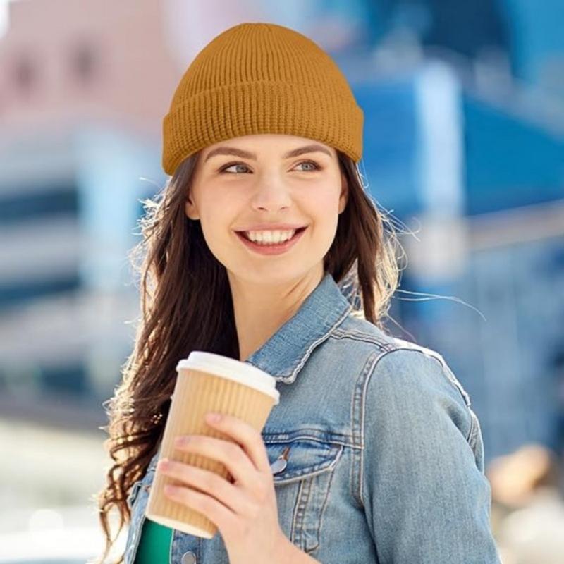 9 Piece Fisherman Beanie for Men Hat Short Knit Cuff Beaniess Trawler Beanie Watch Hat Roll up Edge Skullcap Unisex
