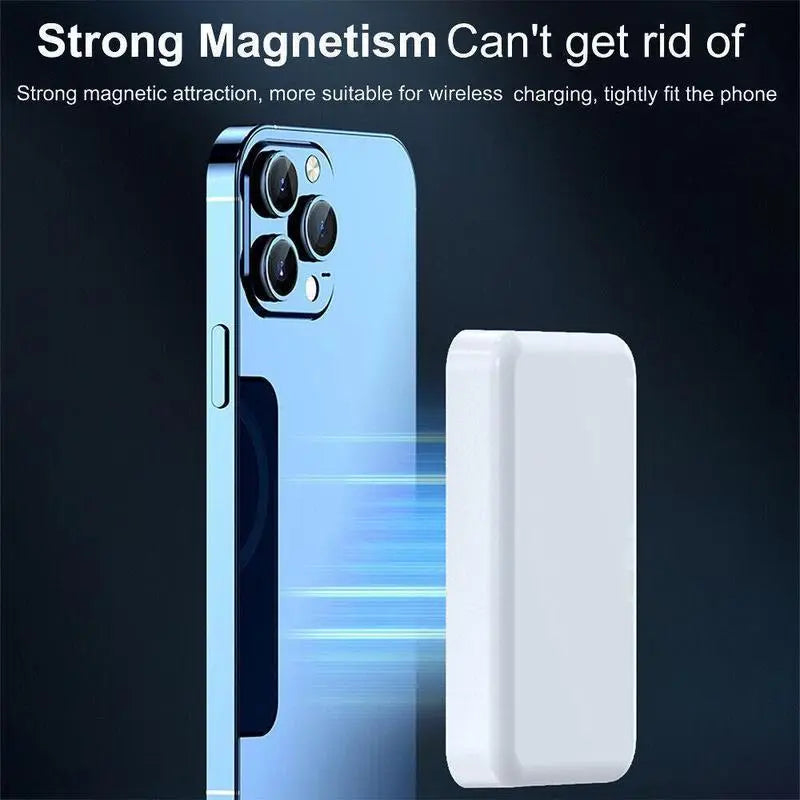5000mAh Magnetic Power Bank, MagSafe-Compatible Wireless Portable Charger, Compact Battery Pack for iPhone 12–17 Series
