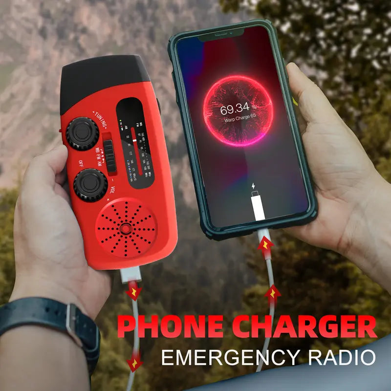 2000mAh Solar Hand Crank Emergency Radio, AM/FM/NOAA with LED Flashlight, for Hurricane Preparedness & Outdoor Survival Portable Fathersdaygift
