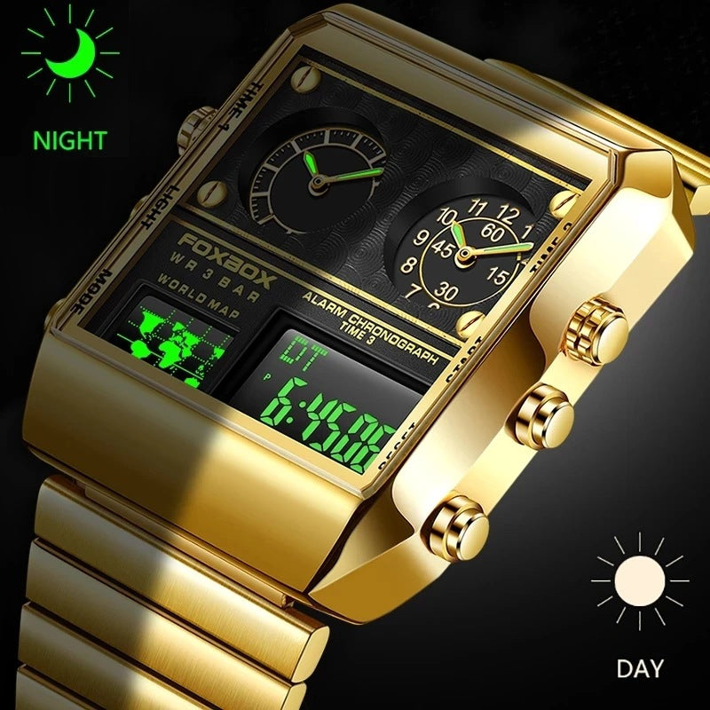 Men's & Women's Square Electronic Watch – 3ATM Waterproof, Outdoor Chronograph, Business Casual Style