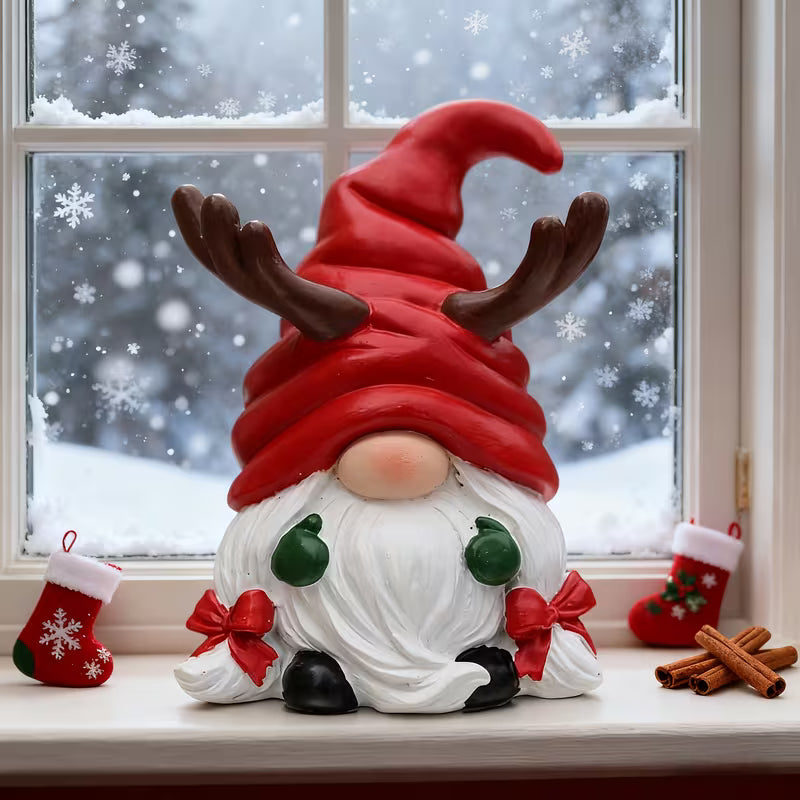 Christmas Resin Gnome – Handmade, Winter Desktop Ornament for Indoor Display