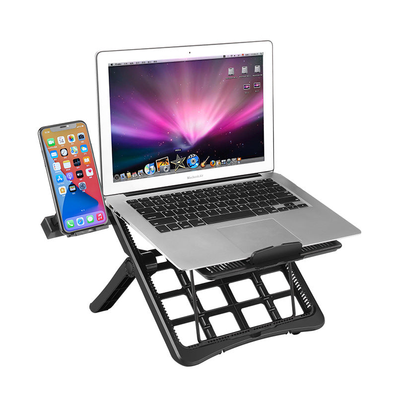 Adjustable Laptop Stand for 17.3-Inch Laptops – Portable Desktop Riser with Dedicated Phone Holder