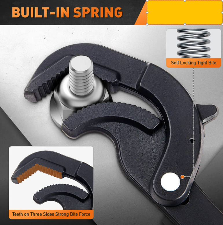 2-Piece Heavy Duty Pipe Wrench Set 10" and 15" - Self-Adjusting Pipe Wrenches for Plumbing and HVAC