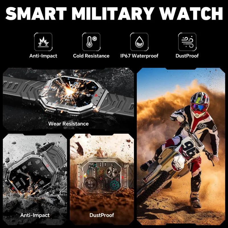 Smart Watch for Men – 2.1" Ultra Large HD AMOLED Display, Make/Answer Calls, Military-Grade, Waterproof, Voice Assistant, Compatible with Android & iOS, Fitness Tracker