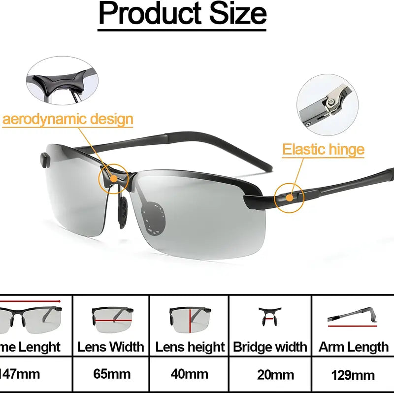Unisex Ultra-Light Photochromic Polarized Sunglasses for Sports Driving Fishing Daily Wear
