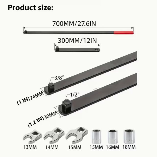 8-Piece Professional Serpentine Belt Tool Set – Universal 3/8" & 1/2" Drive, Tensioner & Idler Pulley Adjuster Wrench, for Car Engine Belt Removal & Installation
