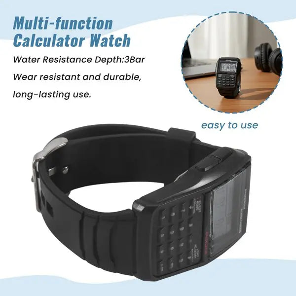 Trendy Multifunctional Digital LED Watch for Students – Sports Style, 3-Bar Glass-Plastic, Luminous, with Calculator, Phone Number Storage, Alarm & Week Display