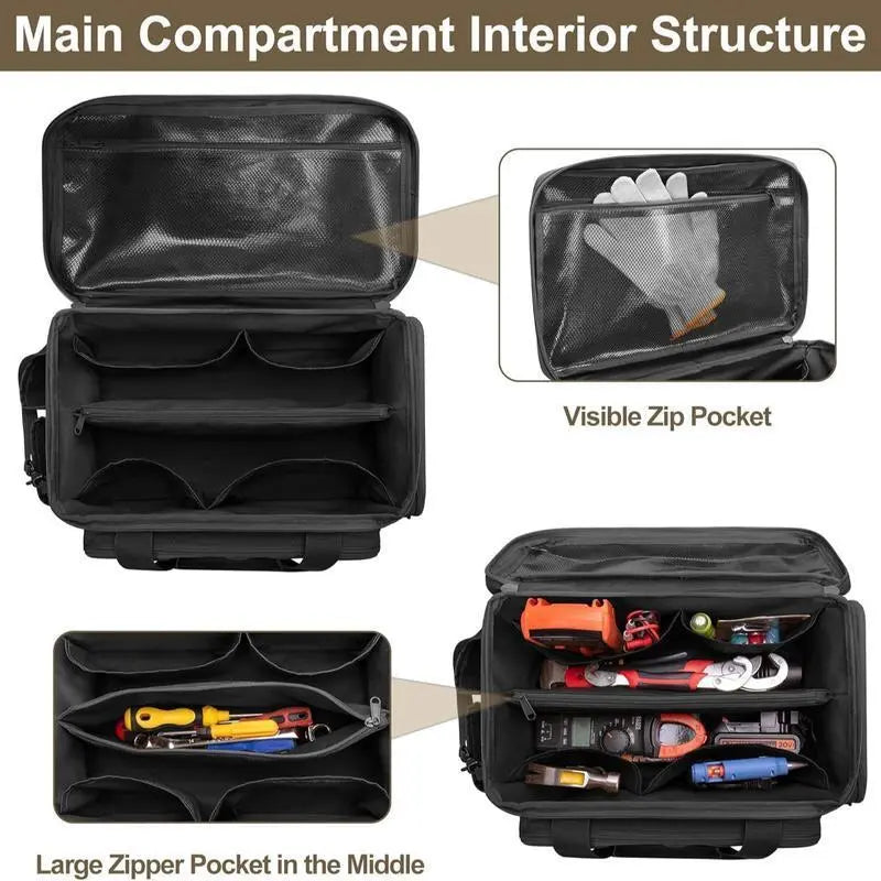 Durable 14-Inch Tool Kit for Electricians & Repair Technicians, Work Box with Multi-Compartment Storage Bag, Essential Tools Organizer, Portable Tool Bag, Tool Pouch