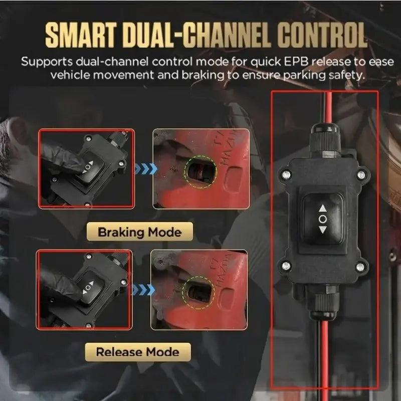 Universal EPB Emergency Release Tool for Automotive – 40A Over-Current Protection, Dual-Channel Forward/Reverse Control for Electronic Parking Brake Reset & Release