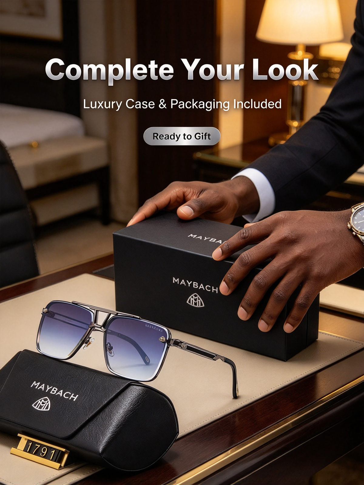 New MAYBACH Fashion Sunglasses - Large Frame UV Protection Shades for Men's Driving