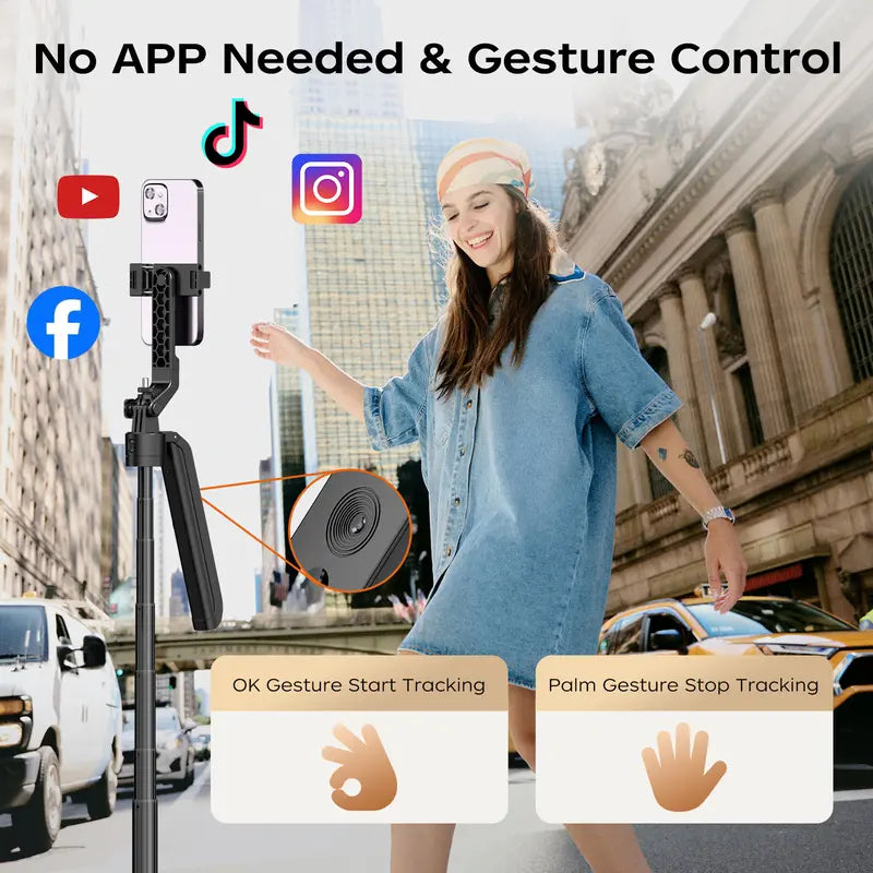 FUNSNAP AI Tracking Tripod – Face & Body Tracking, 360° Rotation, Gesture Control for YouTube, Vlog, Live Streaming & More