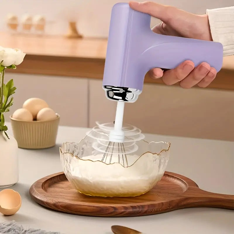 Rechargeable 3-Speed Hand Mixer – Multifunctional Kitchen Tool with 2 Whisk Attachments, Easy to Clean & Durable, Ideal for Baking & Daily Mixing