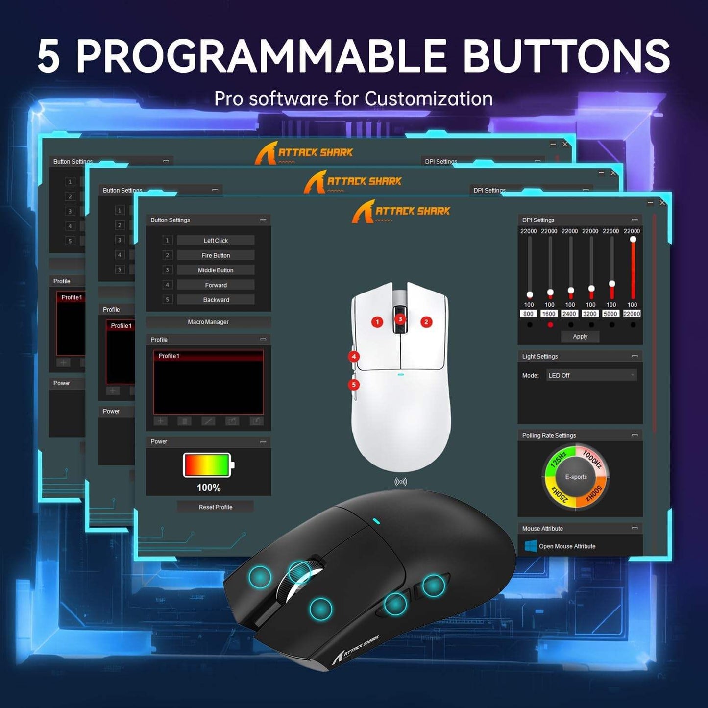 ATTACK SHARK X11 Wireless Gaming Mouse, Rechargeable RGB Lighting Mouse with Charging Base, Optical Sensor Mouse for Gaming & Office, Gaming Accessories