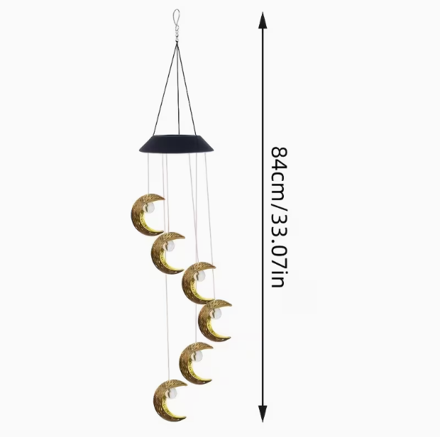 33.07" Moon-Shaped Solar Wind Chime Light – Outdoor Garden & Patio Decor, Celestial Theme